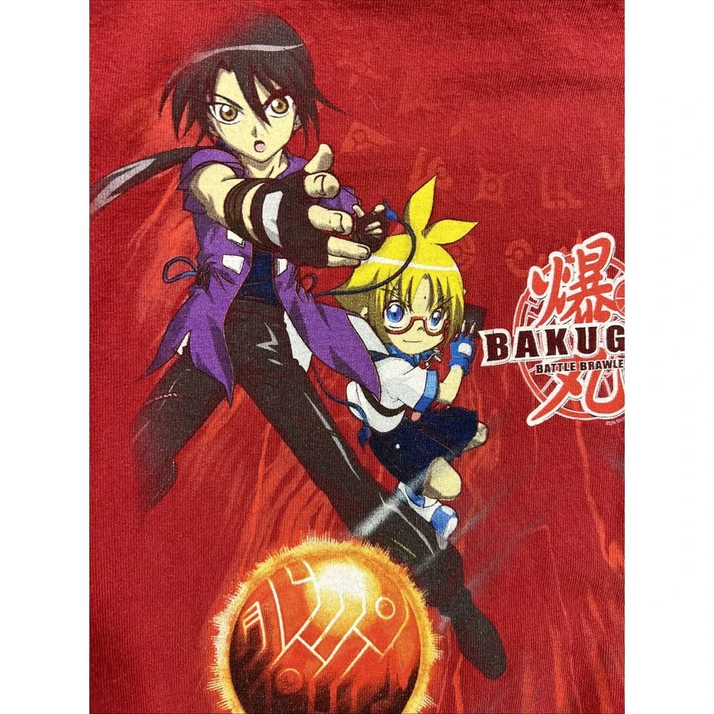 Vintage Y2K Bakugan Battle Brawlers Red Graphic T-Shirt Kids Youth XS Delta